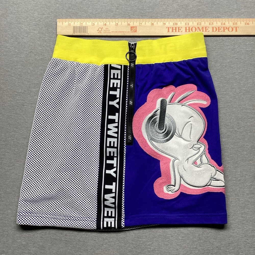Looney Tunes Tweety Bird Mini Skirt Size S Womens Hip Hop Color Block